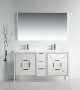 Vetro 60" Gloss White Vanity W/ Quartz Counter Top
