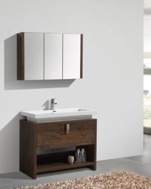 Levi 40″ Rose Wood Modern Bathroom Vanity w/ Cubby Hole