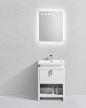 Levi 24″ High Gloss White Modern Bathroom Vanity w/ Cubby Hole