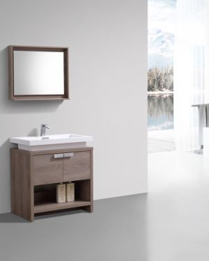 Levi 30″ Butternut Wood Modern Bathroom Vanity w/ Cubby Hole