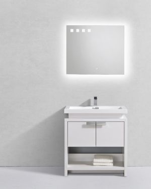 Levi 32″ High Gloss White Modern Bathroom Vanity w/ Cubby Hole