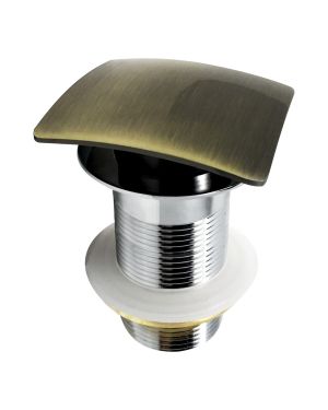 KubeBath Solid Brass Construction Square Pop-Up Drain W/ Gold Bronze Finish – No Overflow