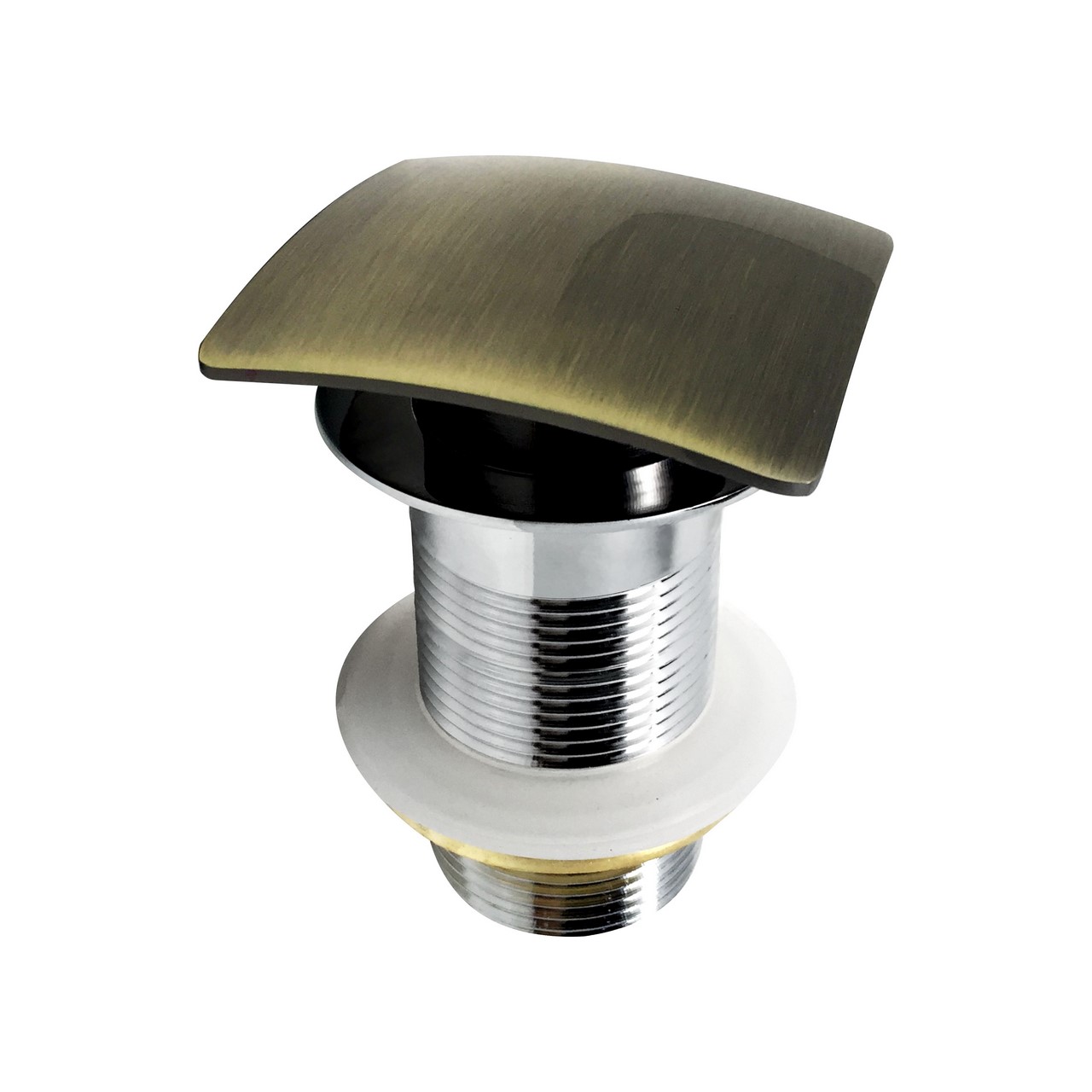 KubeBath Solid Brass Construction Square Pop-Up Drain W/ Gold Bronze Finish – No Overflow