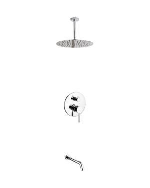 Aqua Rondo Shower Set w/ Ceiling Mount 12″ Rain Shower and Tub Filler