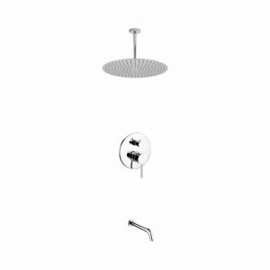 Aqua Rondo Shower Set w/ Ceiling Mount 20" Rain Shower and Tub Filler
