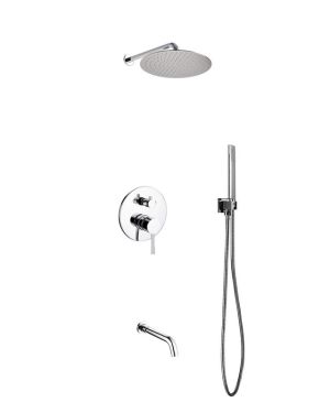 Aqua Rondo Shower Set w/ 12″ Rain Shower, Handheld and Tub Filler