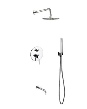 Aqua Rondo Shower Set w/ 8″ Rain Shower, Handheld and Tub Filler