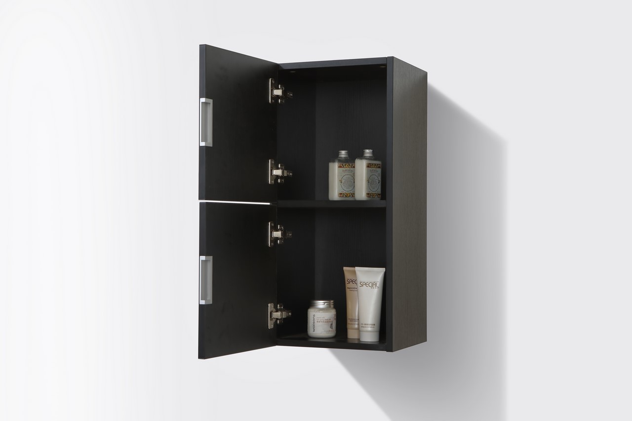Bathroom Black Wood Linen Side Cabinet w/ 2 Storage Areas