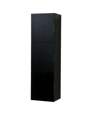 Bathroom Black Wood Linen Side Cabinet w/ 3 Large Storage Areas
