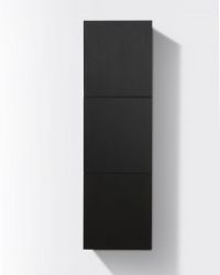 Bathroom Black Wood Linen Side Cabinet w/ 3 Large Storage Areas