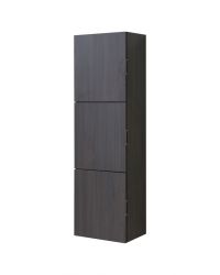 Bathroom High Gloss Gray Oak Linen Side Cabinet w/ 3 Large Storage Areas