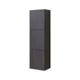 High Gloss Gray Oak Bathroom Linen Cabinet w/ 3 Large Storage Areas