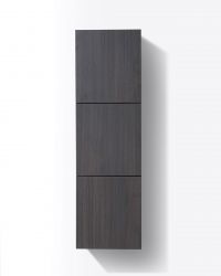 Bathroom High Gloss Gray Oak Linen Side Cabinet w/ 3 Large Storage Areas